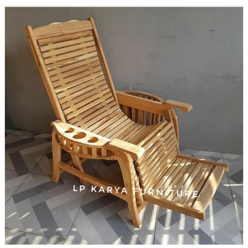 kursi santai kayu jati/kursi lipat kayu jati kursi malas/kursi taman
