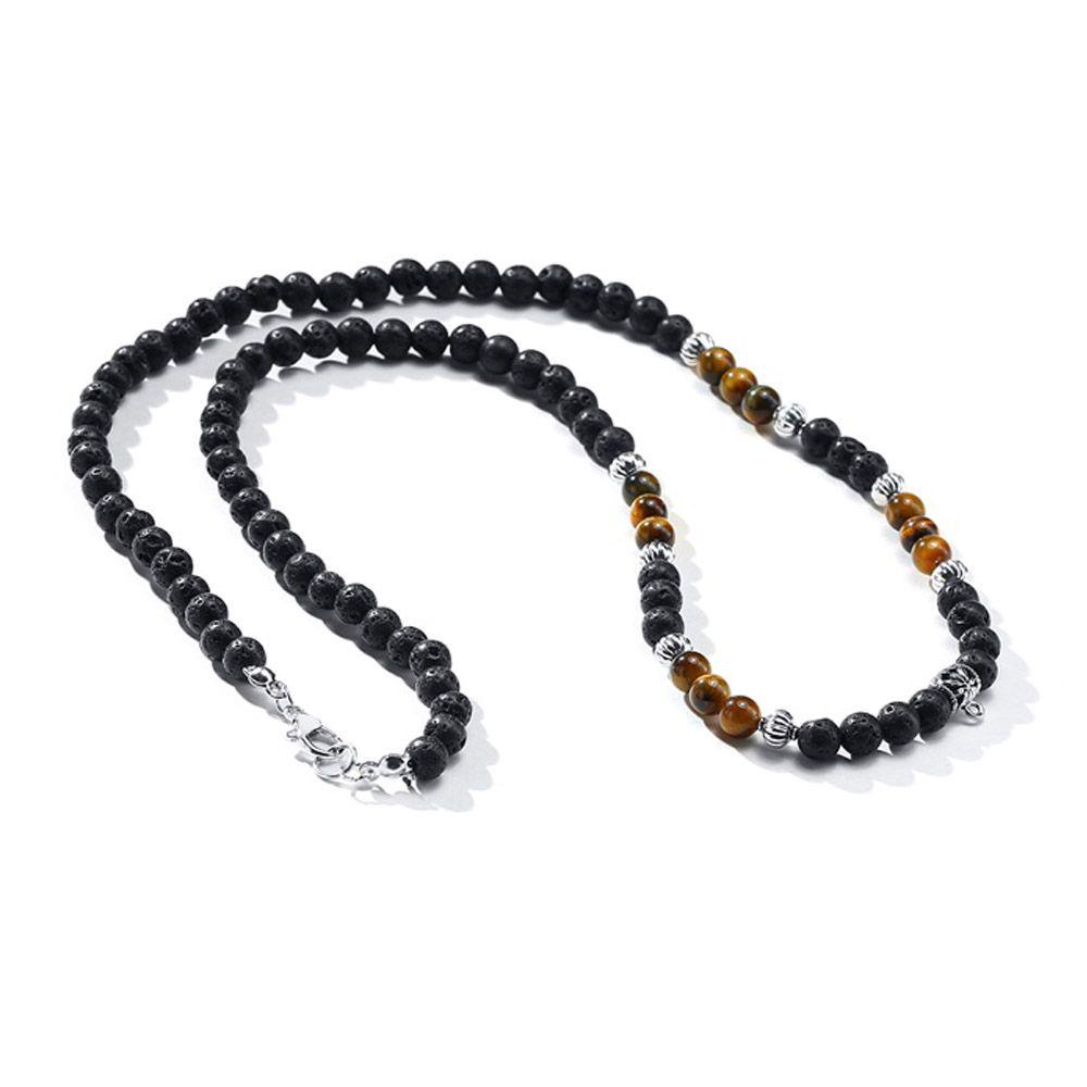 Chookey Kalung Manik Batu Hematite Reiki Vulkanik Gaya Etnik Handmade Untuk Pria Balance