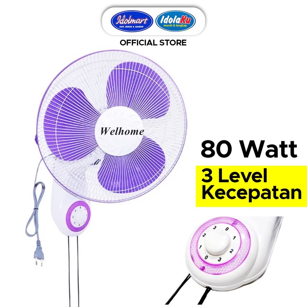 IDOLMART Kipas Angin Dinding Welhome 12 Inch Wall Fan WH-1261 Murah Surabaya