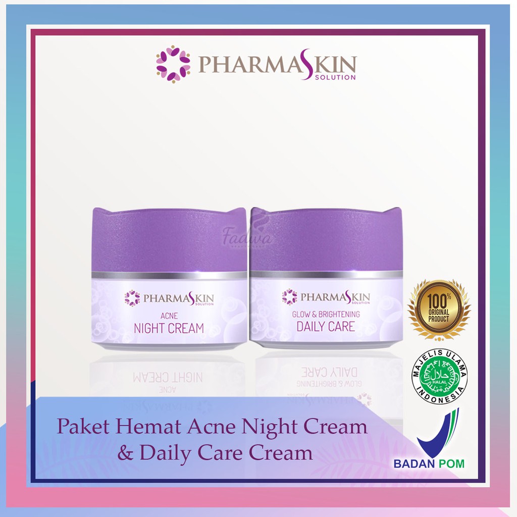 Pharmaskin Paket Skincare Acne Night Cream dan Day Cream Untuk Jerawat Krim Siang Perawatan Wajah Be