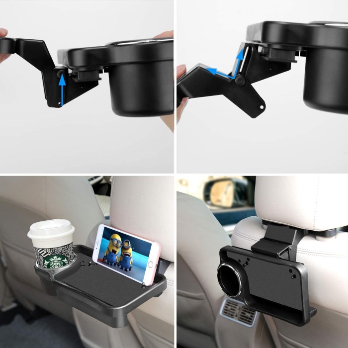 Car Table Tray + Cup Holder | Tempat Organizer Phone Jok Kursi Mobil