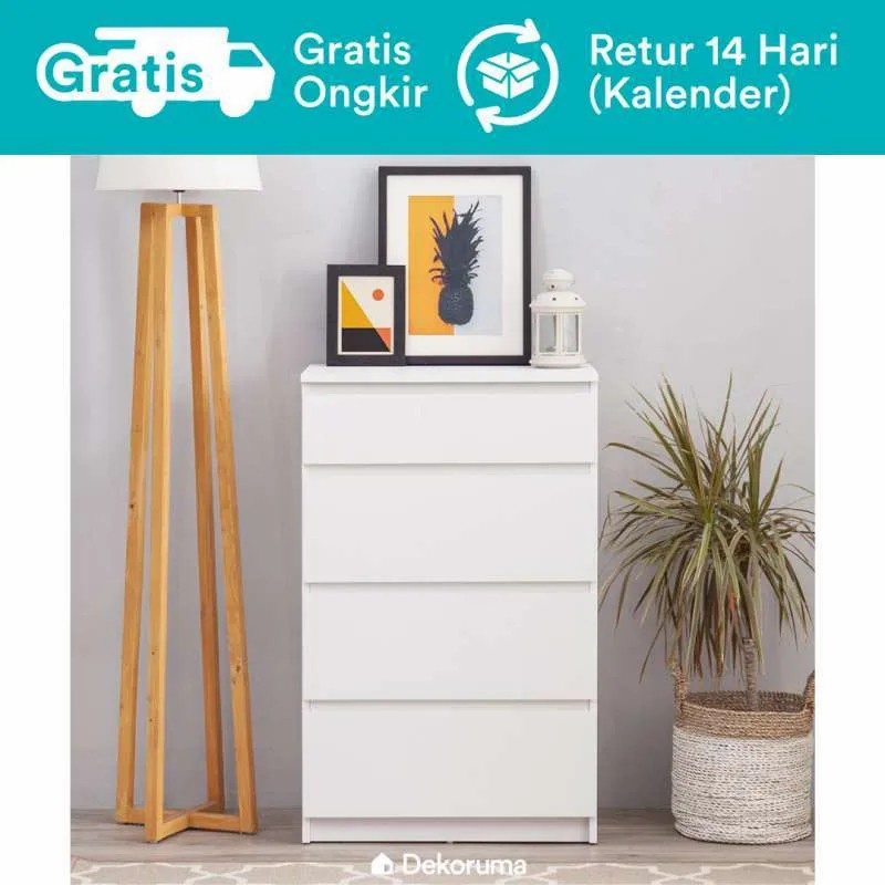 Dekoruma Moku Lemari Laci Kayu Olahan 4 Susun Serbaguna Minimalis - Chest of Drawers