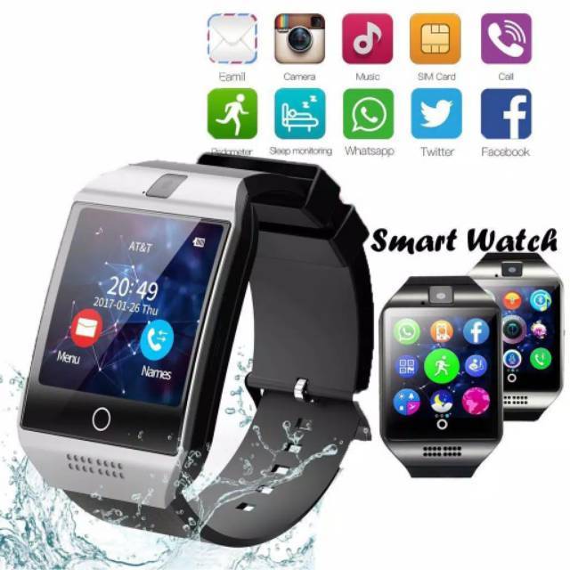 Smart watch jam tangan bisa faceboik twitter gps simcard single sim bisa pasang memory mmc memo