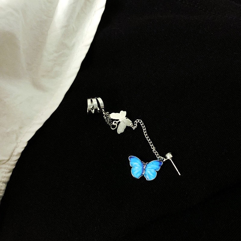 Butterfly Anting Klip Tulang Telinga Bentuk Kupu-Kupu | Aksesoris Rambut Untuk Wanita | Anting Bahan Stainless Steel | Kotak Hadiah Untuk Hadiah