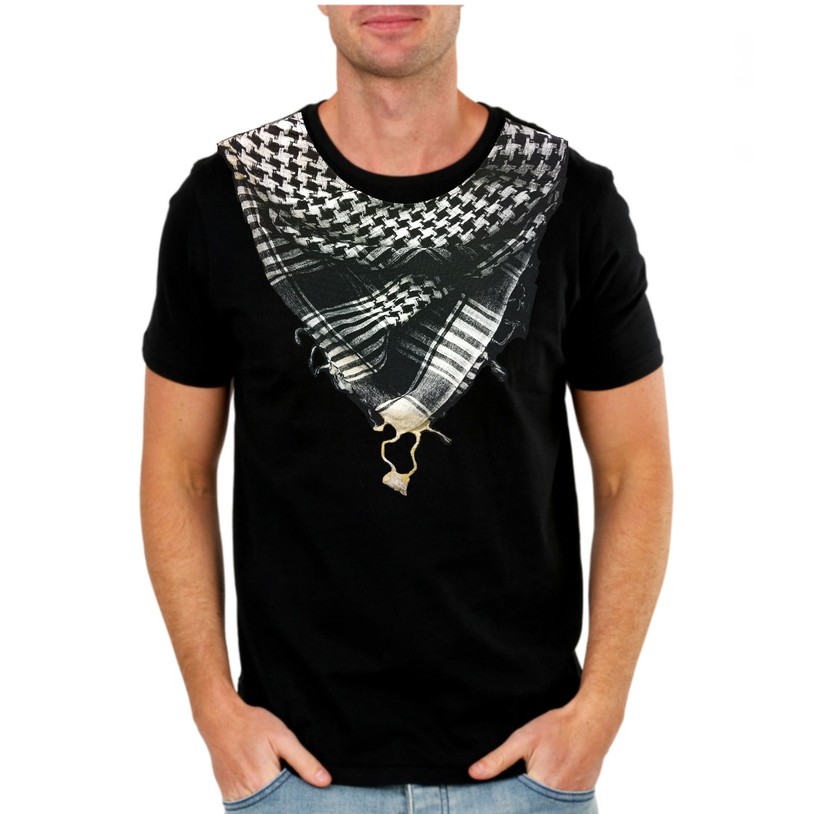 Baju kaos muslim lebaran model SORBAN 3D PRIA - Hitam Baju kaos muslim lebaran model sorban