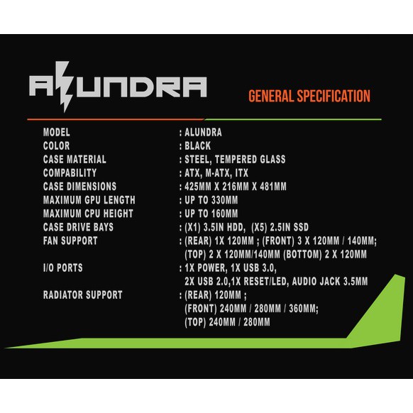 Casing CUBE GAMING ALUNDRA - ATX - LEFT SIDE TEMPERED GLASS