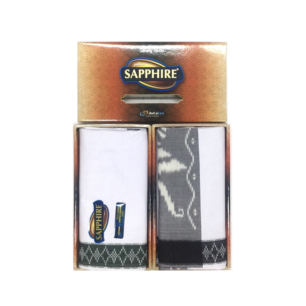 Grosir 10pc - Sarung Sapphire Putih Dobby Tumpal Kembang