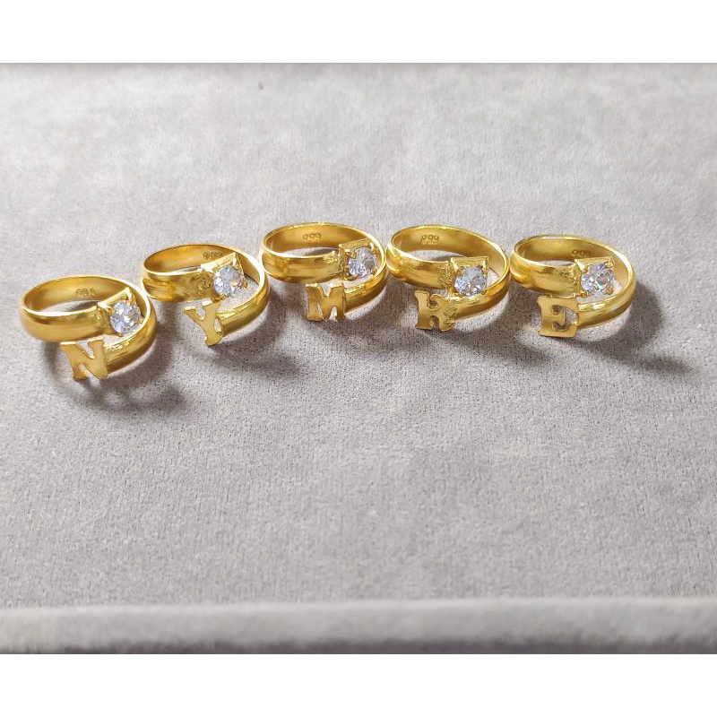 cincin dewasa inisial nama bahan emas lapis berat 15 gram