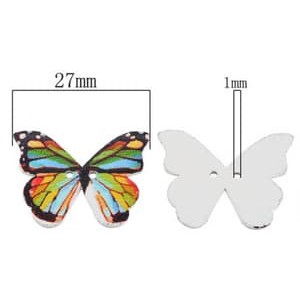 Kancing Kayu Dua Lubang - White Background Butterfly Style (10pcs)