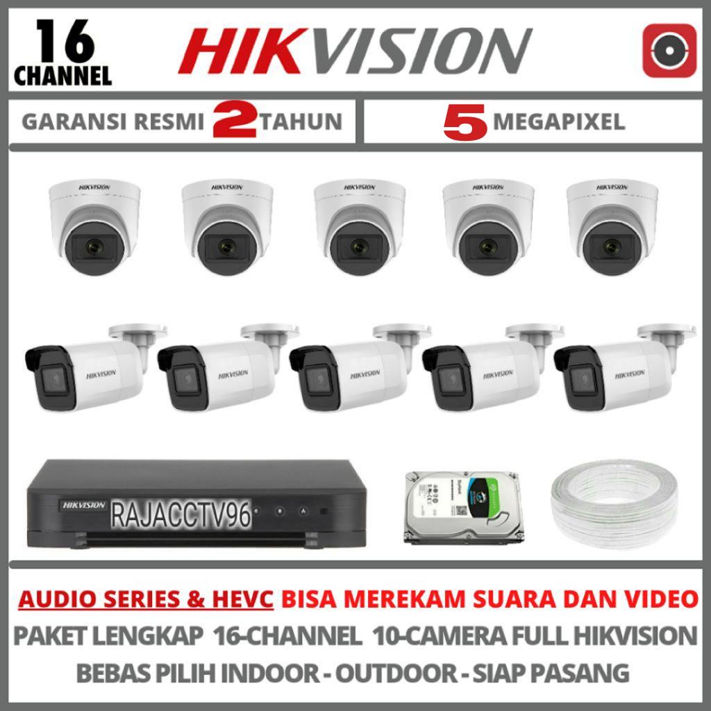 PAKET CCTV HIKVISION AUDIO SERIES 5MP 16 CHANNEL 10 CAMERA TURBO HD