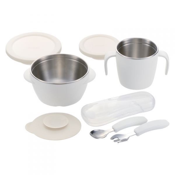 Castle - Richell TLI Stainless Steel Feeding Set - Tempat Makan Anak Bahan Stainless