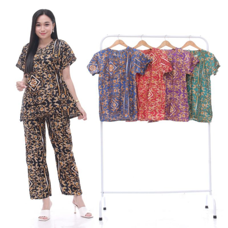 Setelan cp jumbo strip bunga grosir baju murah baju wanita kekinian piyama baju tidur import wanita