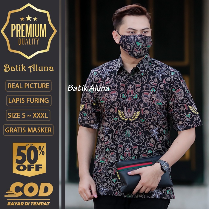 BATIK PRIA LENGAN PENDEK MEWAH PREMIUM ALUNA PRABUSENO SHANGHAI KERIS KEMEJA BATIK ACARA NIKAHAN KER