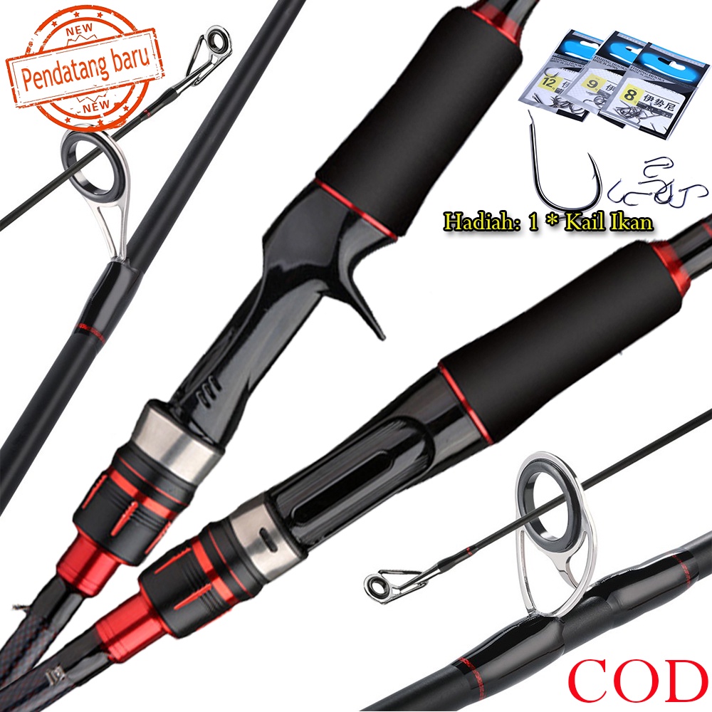 Spinning  Baitcastiing Fishing Rod 1.65m-2.1m Max Drag 10kg Dengan Bahan Serat Karbon Ultra Light Carbon Fishing Pole Casting Joran Pancing 1.65M 1.8M 2 Bagian Fishing Rod Pole Carbon Solid Spinning Casting Joran Pancing Fishing Gear