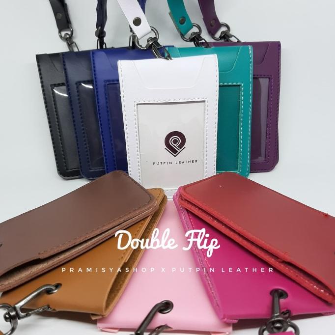 

READY COD ID Card Holder / Name Tag tipe DOUBLE - Faux Leather / Kulit GRATIS ONGKIR Kode 572