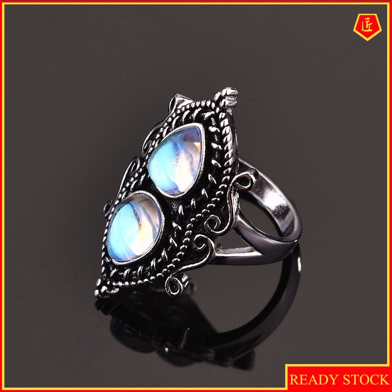 [Ready Stock]S925 Silver Vintage Moonstone Ring