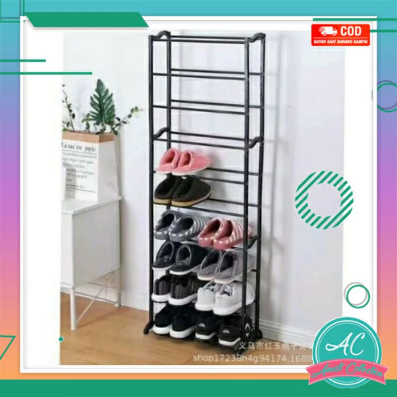 Rak amazing lemari sepatu jilbab hijab sarung mukena sajadah sendal sandal serbaguna 10 susun big bahan logam pipa