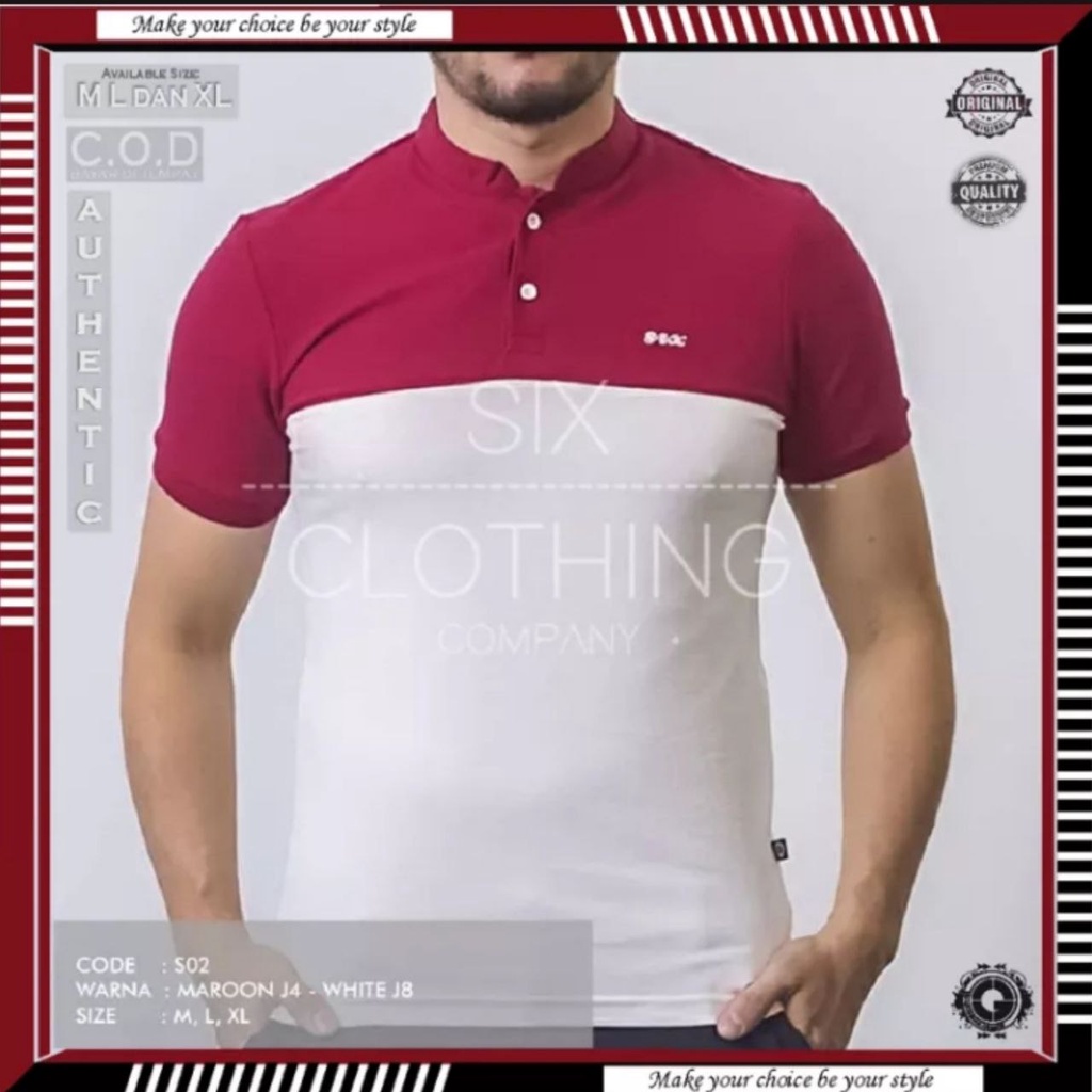 KAOS Six Kerah Gerimis POLO Sanghai Wangki Pria Dewasa 100% Original Premium Pakaian Baju Distro SIX