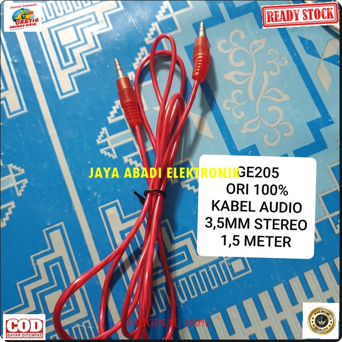 G205 ORIGINAL kabel aux audio hp handphone dual 3.5mm sound system stereo jek jack sambungan elektronik speaker spk musik mp3 suara laptop DLL multifungsi universal original G205  1,5 meter / 150 cm  KABEL 3.5MM KE 3.5MM  Bisa segala JENIS HP  Penyambunga