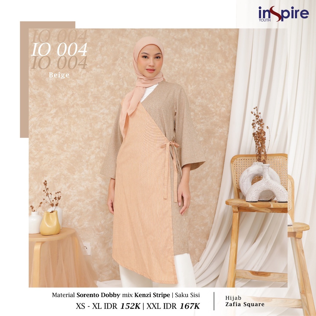 Inspire Outer IO 004 Bahan Sorento Dobby Mix Kenzi Stripe Cardigan Anak Kuliah Simple