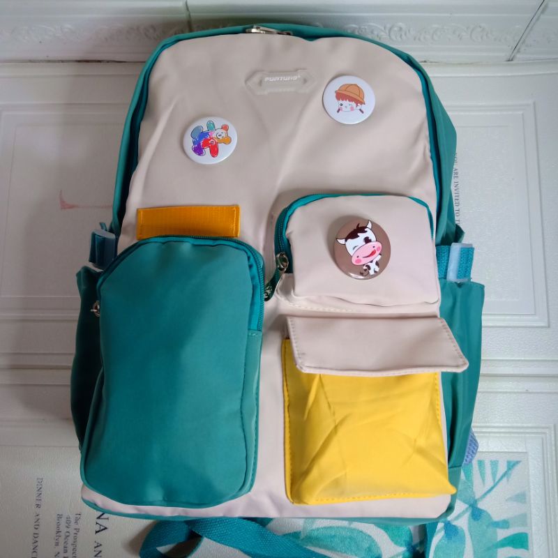 Tas Sekolah Tas Korea Tas Wanita Tas Kuliah ( Free Bros/Pin Lucu)