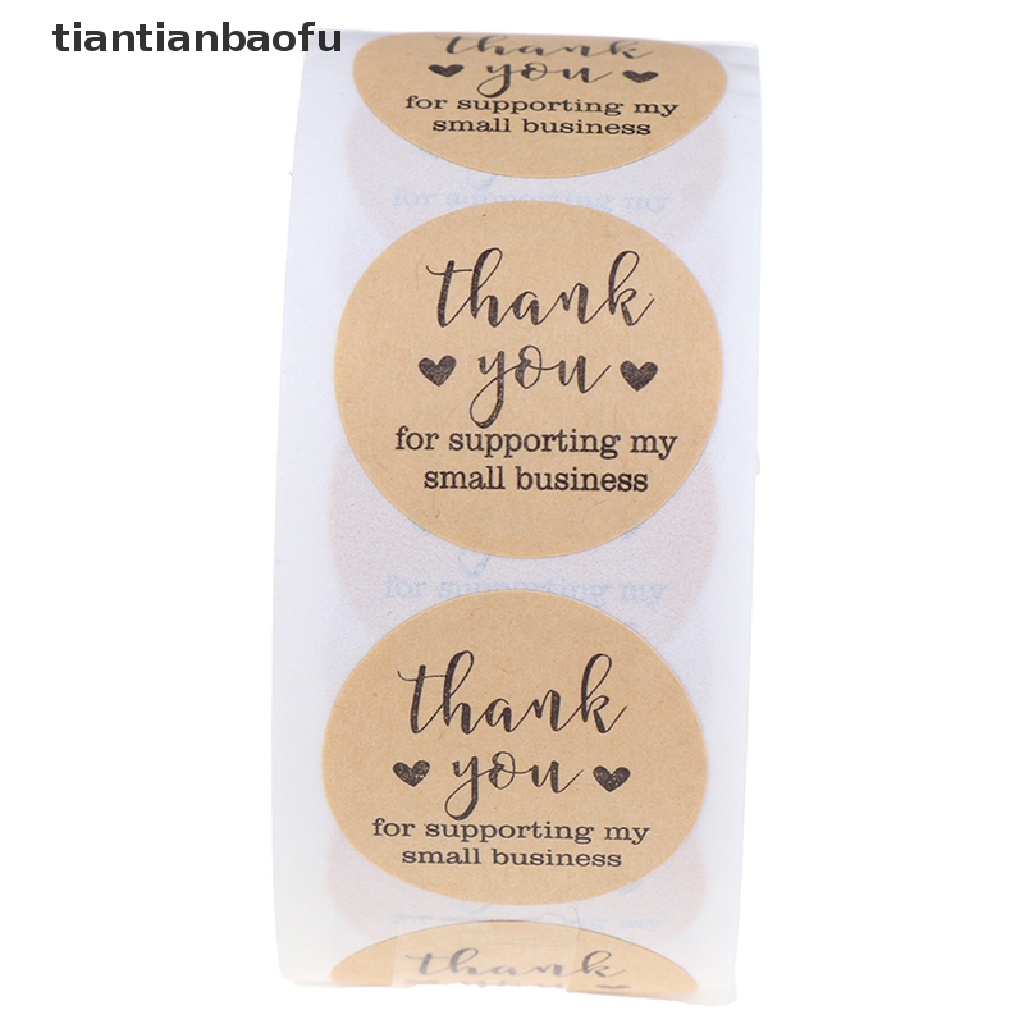 [tiantianbaofu] 500PCs/roll Handmade Thank You Stickers Paper Label  Round Stationery Decor Boutique