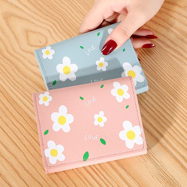 Dompet Lipat Wanita Motif Bunga Love Simple Cantik / Dompet Wanita Korean Import Lucu / TV-101