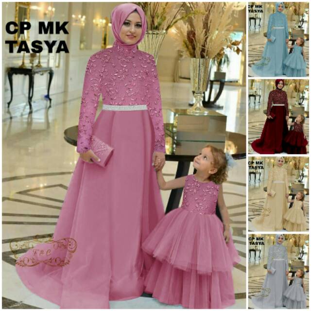 Gamis Couple Syari Ibu dan Anak  Gamis Brukat Couple Gamis Cantik