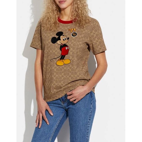 Pakaian wanita pria Kaos T-shirt Signature Mickey Mouse Branded