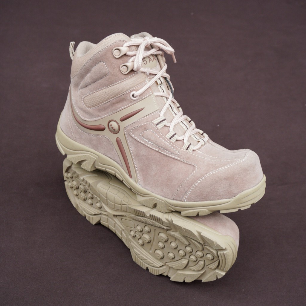 Sepatu Safety Boots 5AA  High USA 6 INCHI Ujung Besi Army Tactical - Cream / Bisa Bayar Di Tempat