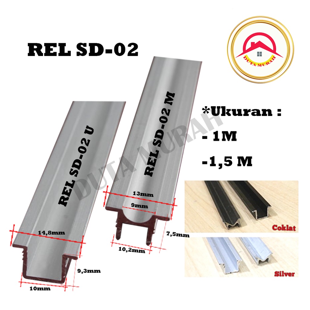 Rel Sliding U dan M Pintu Lemari Geser U V / UM UV Pasangan Roda 338/ 3141 / SD 12