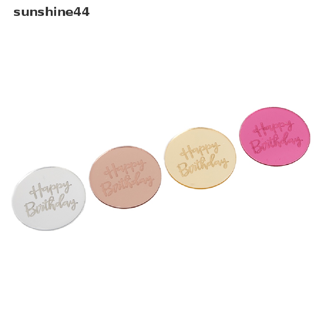 Sunshine 10pcs Topper Kue Ulang Tahun Bentuk Lingkaran Bahan Akrilik Warna Rose Gold