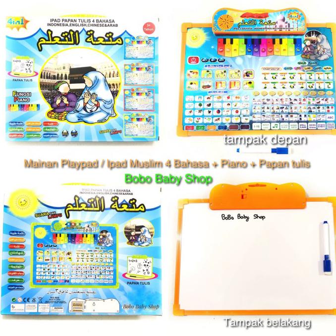 Ipad Papan Tulis Anak 4 Bahasa / Mainan Anak Playpad Arab + Piano