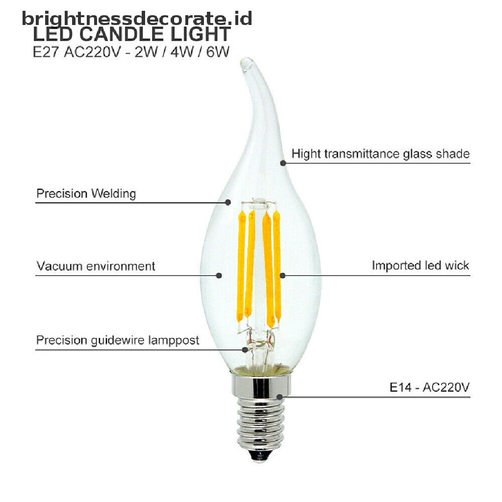 [birth] Dimmable E14 Bulb LED 2W 4W 6W Edison Retro Filament Candle Light 220V 240lm [ID]