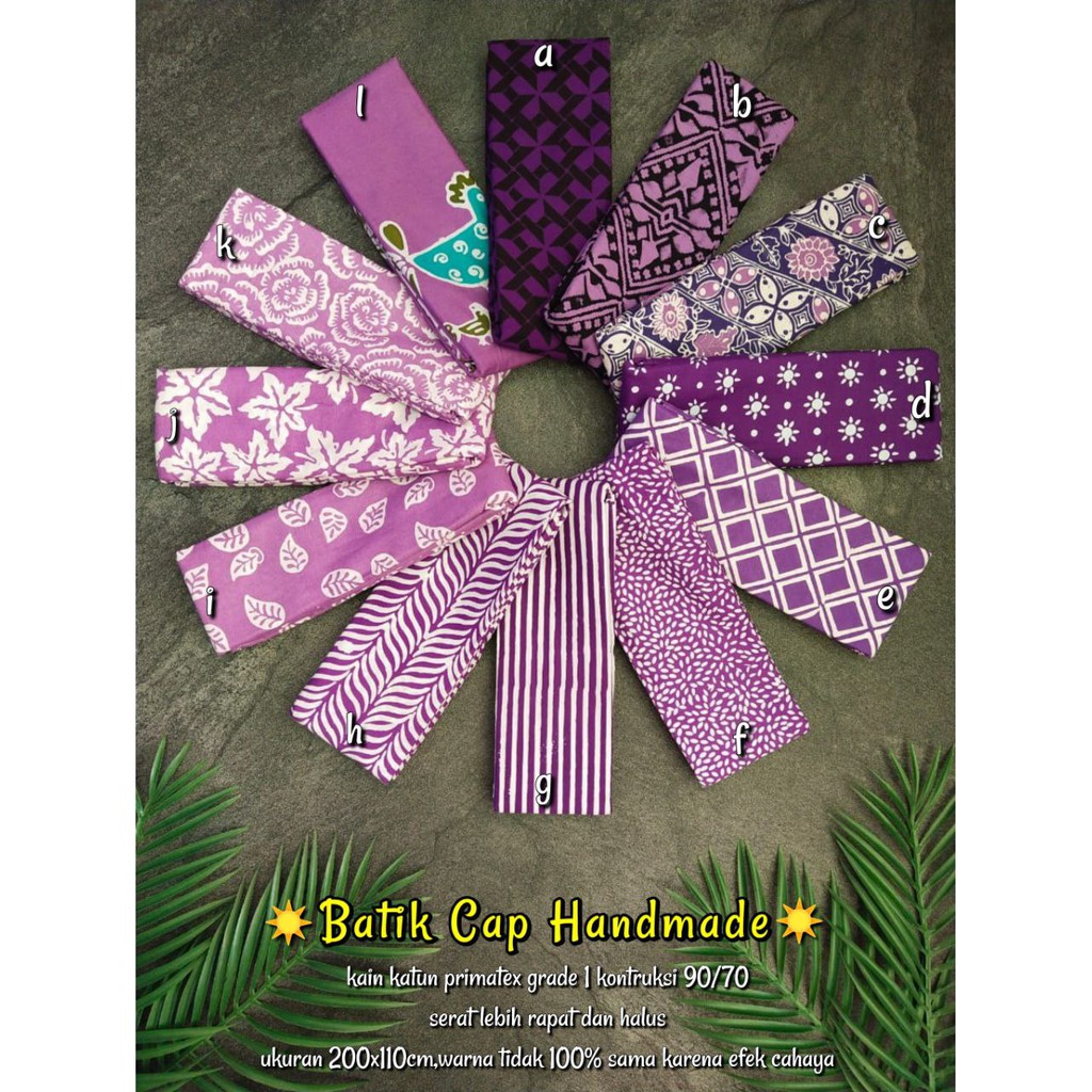 Kain batik /kain pekalongan /seragam terlaris / kain katun kain batik cap warna lilac warna viral