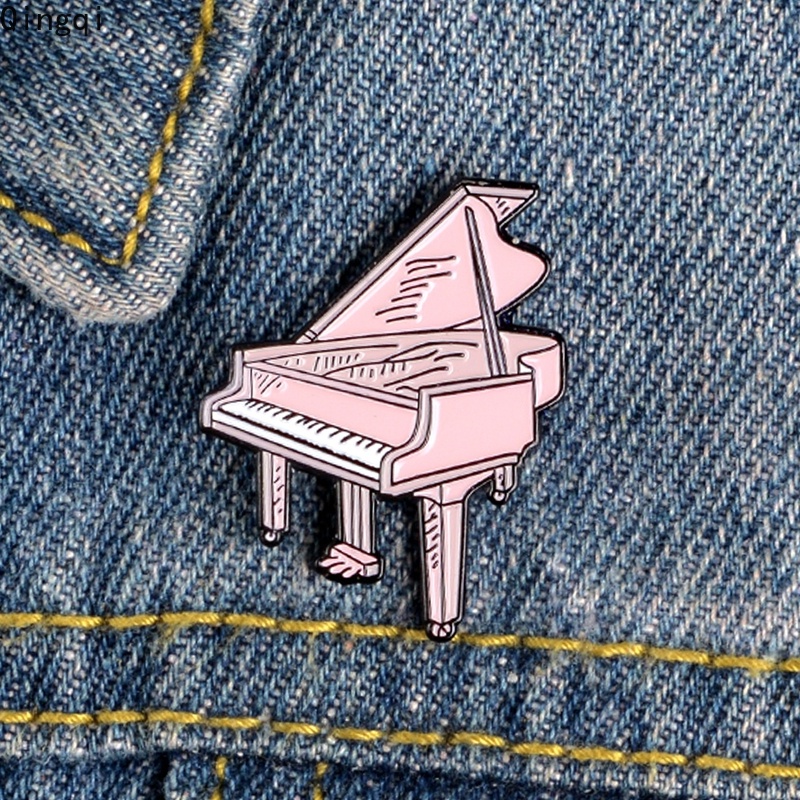 Bros Pin Enamel Bentuk Piano Warna Pink Untuk Aksesoris Pakaian Anak