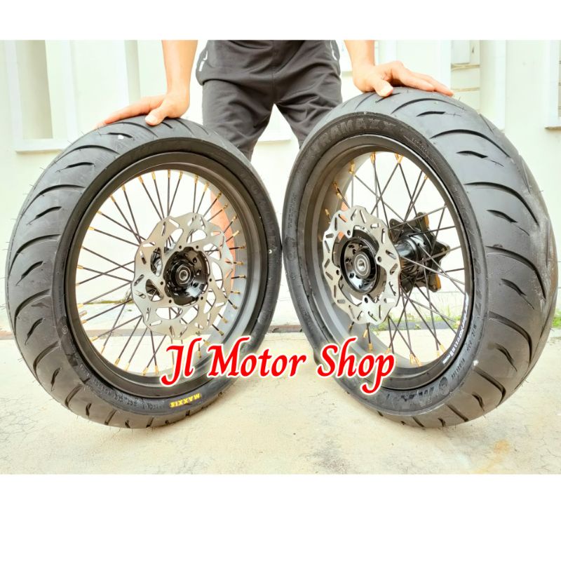 BAN VELG SUPER MOTO SUPERMOTO CRF 150 L KLX 150 WR 155 TROMOL WARNA Plus Ban