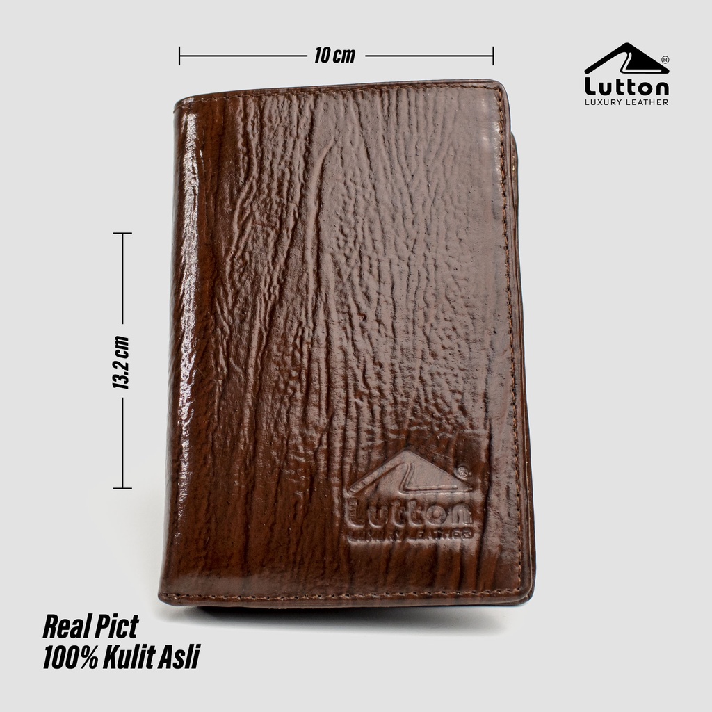 LUTTON - dompet kulit untuk pria - DOMPET KULIT SAPI ASLI 3/4 PULL UP &amp; KULIT KAYU