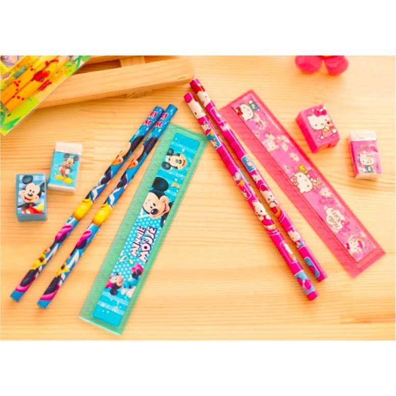 HC Mini Stationary Set 5in1 Set Alat Tulis Sekolah 5 in 1 Pensil Set Karakter Kartun paket alat tulis