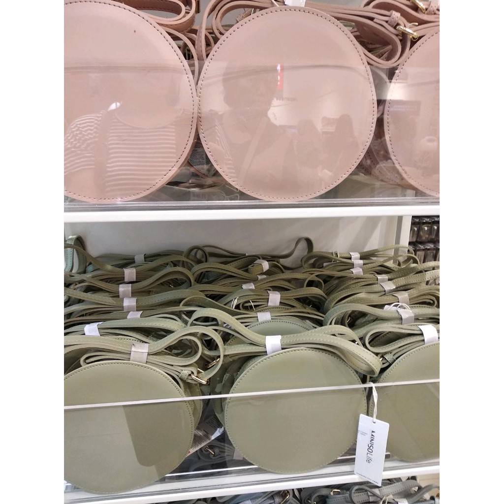 PROMO Tas miniso selempang bulat simple round bag
