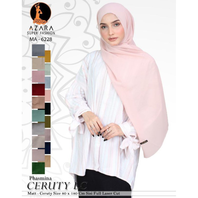 PASHMINA CERUTY UNO ORI AZARA LC LASER CUT PASMINA KERUDUNG HIJAB POLOS CERUTI RESELLER WELCOME