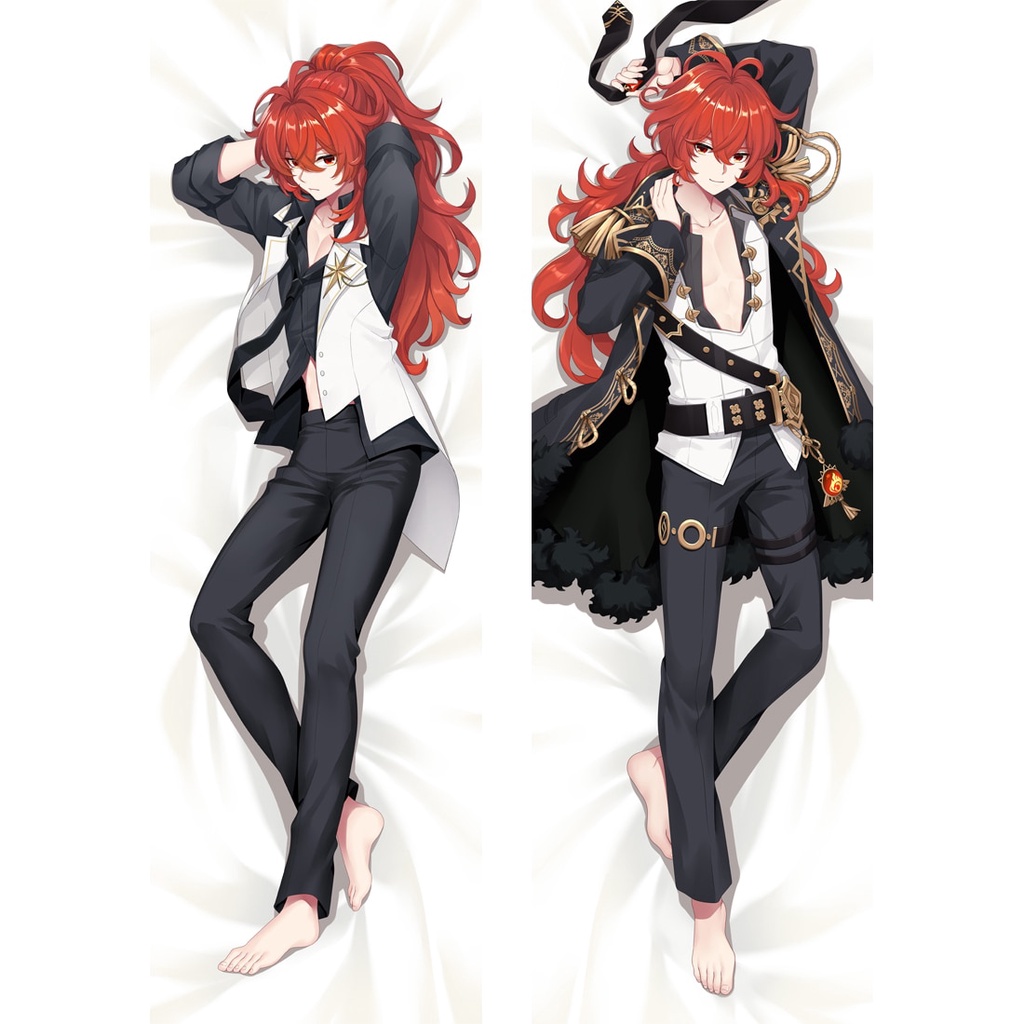 PREORDER Game Genshin Impact Diluc Cosplay  Pillow Case Dakimakura Diluc Costume Male Otaku Hugging 