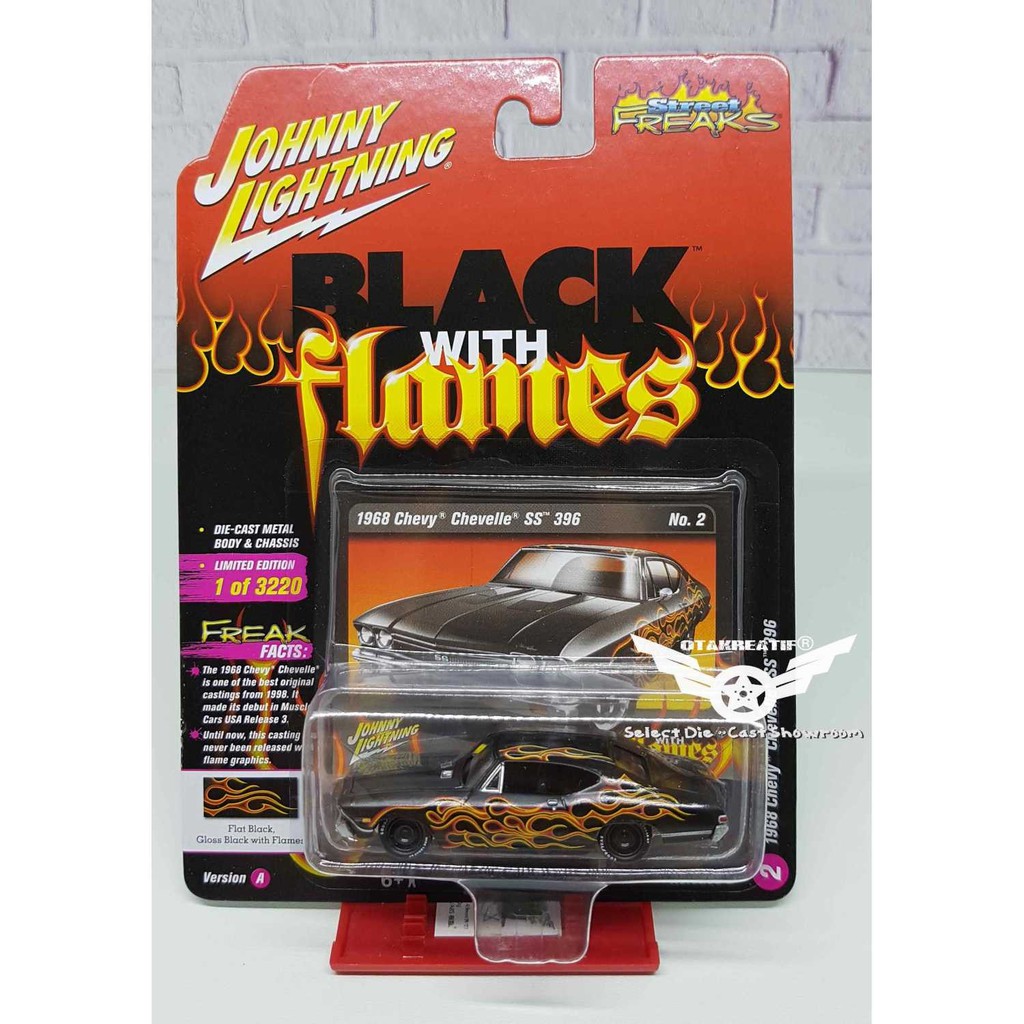Johnny Lightning Black with Flames 1968 Chevy Chevelle SS 396