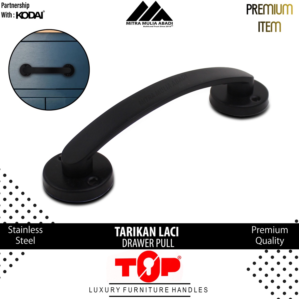 Tarikan Laci 5 Inch Black Matte | Drawer Pull | Merk TOP | T 098