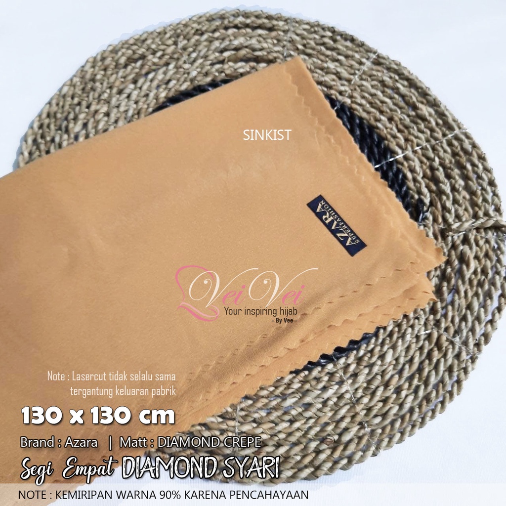 [ 130 x 130 cm] DIAMOND CREPE LASER - JILBAB SEGI EMPAT SYARI JUMBO AZARA-SUNKIST