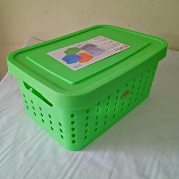 ♠ Keranjang Shinpo SIP256 + Tutup/Nampan/Kontainer/Box Plastik Besar - Orange ❆