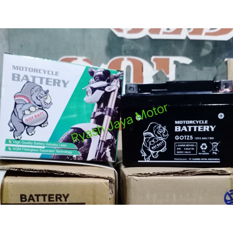 PROMO Murmer Aki Murah berkualitas Gof BATT GOTZ-5S 12V, 4AH ( aki kering)For Honda beat/Vario/Scoopy/ karisma/ Revo/ Verza/ Mega pro new/ dan Yamaha Mio smile 2008 up series/ Mio j/ soul GT/ Mio M3/ Vixion old dan Suzuki spin/skywave/skydrave