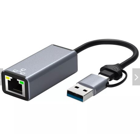 Type-c to rj45 lan ethernet adapter airsky gigabit 1000Mbps 2in1 with Usb-A to usb-c female connector hc-72q