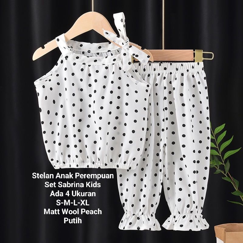 Stelan Baju Anak Perempuan Tali Pundak Kekinian/ Set Sabrina Kids 1-4 Tahun Matt Wool Peach