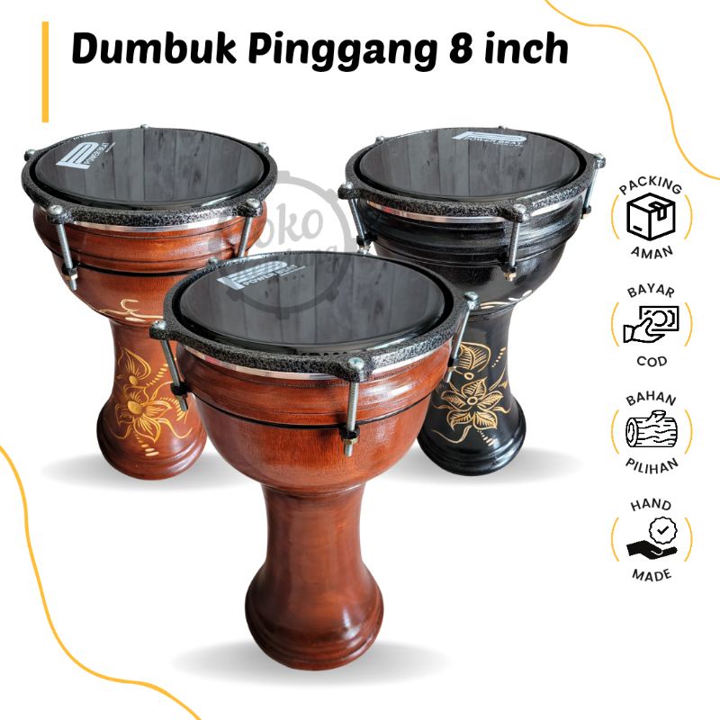 Calti Darbuka Dumbuk Pinggang 8 Inch untuk Marawis Qasidah Hadroh Sholawat Bergaransi